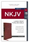 NKJV Large Print Thinline Bible, Comfort Print Leathersoft Brown